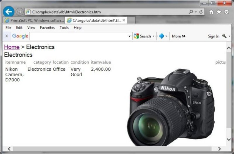 Home Inventory Software for Windows PCs html report